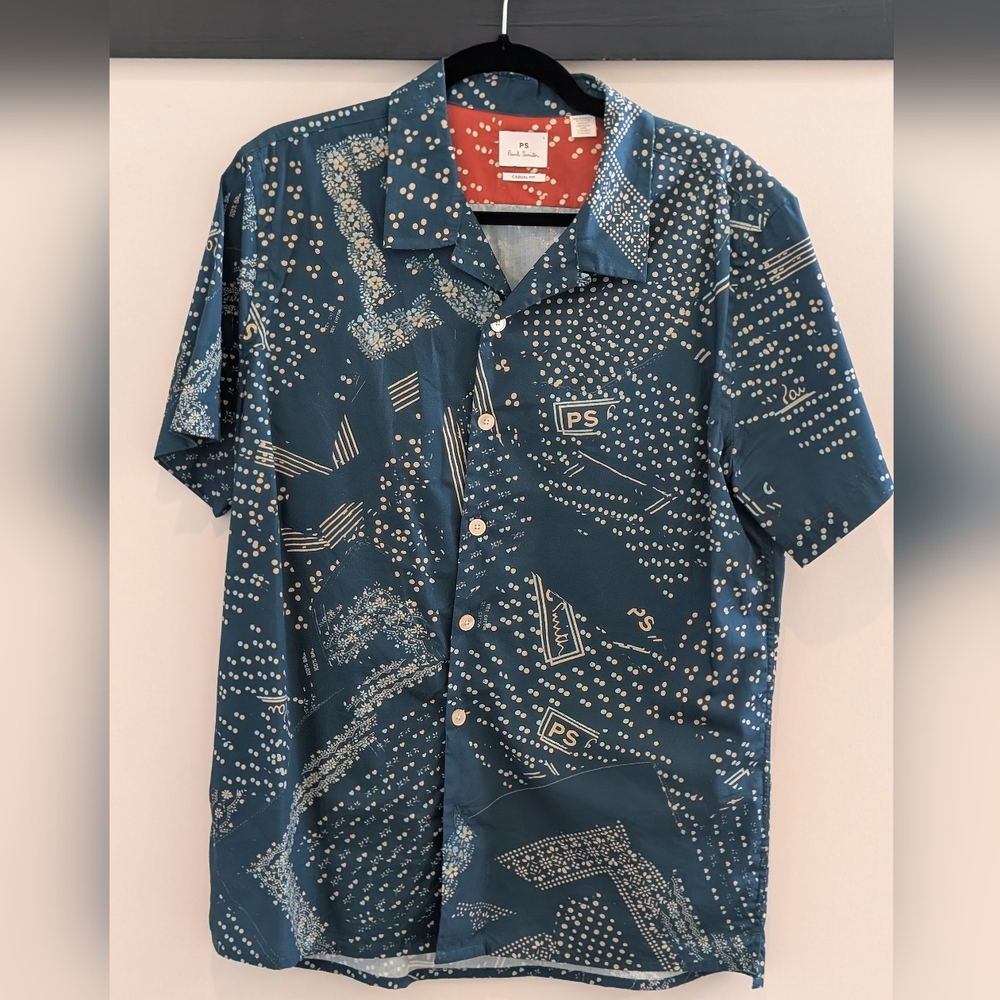 PS Paul Smith Blue Patterned Men's Shirt